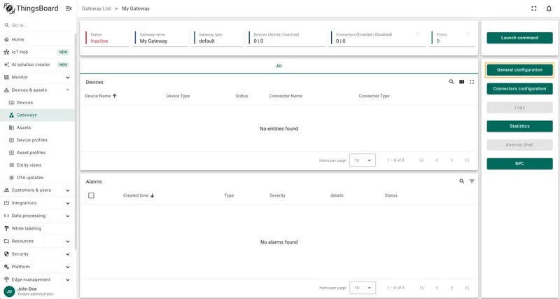Click General configuration button