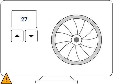 Heat pump warning state with yellow triangle