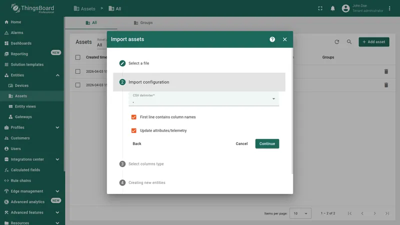 Import configuration step
