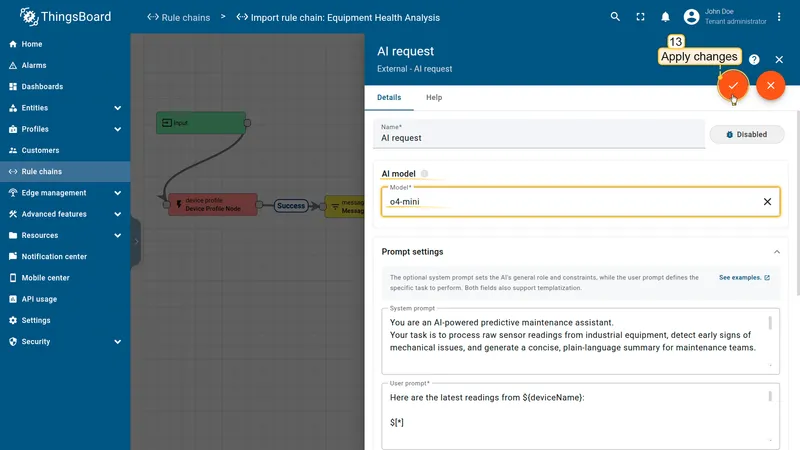 AI request node response format