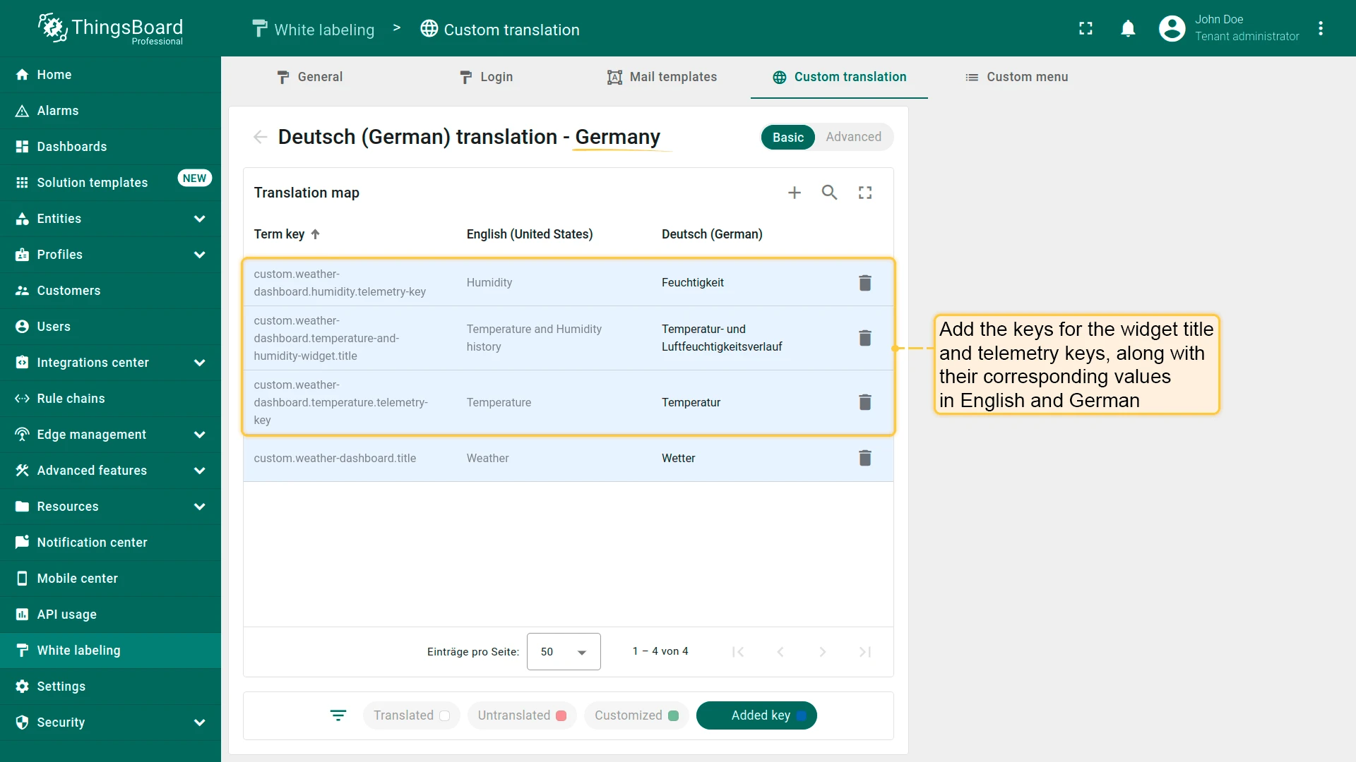Add widget element translation keys