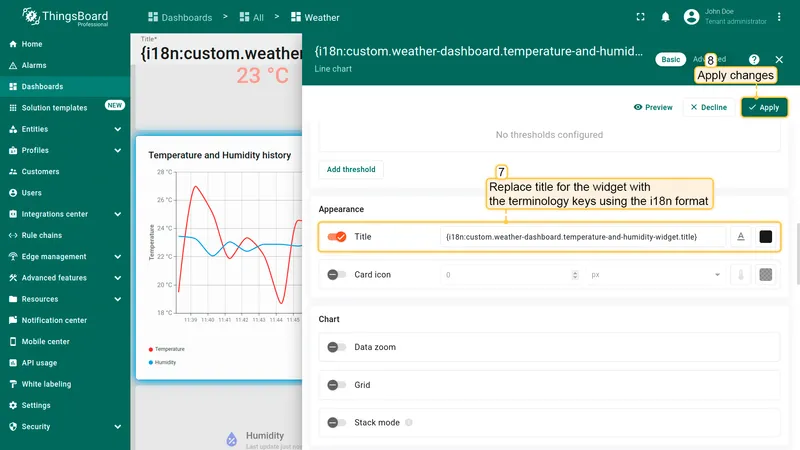 Set widget title with i18n key