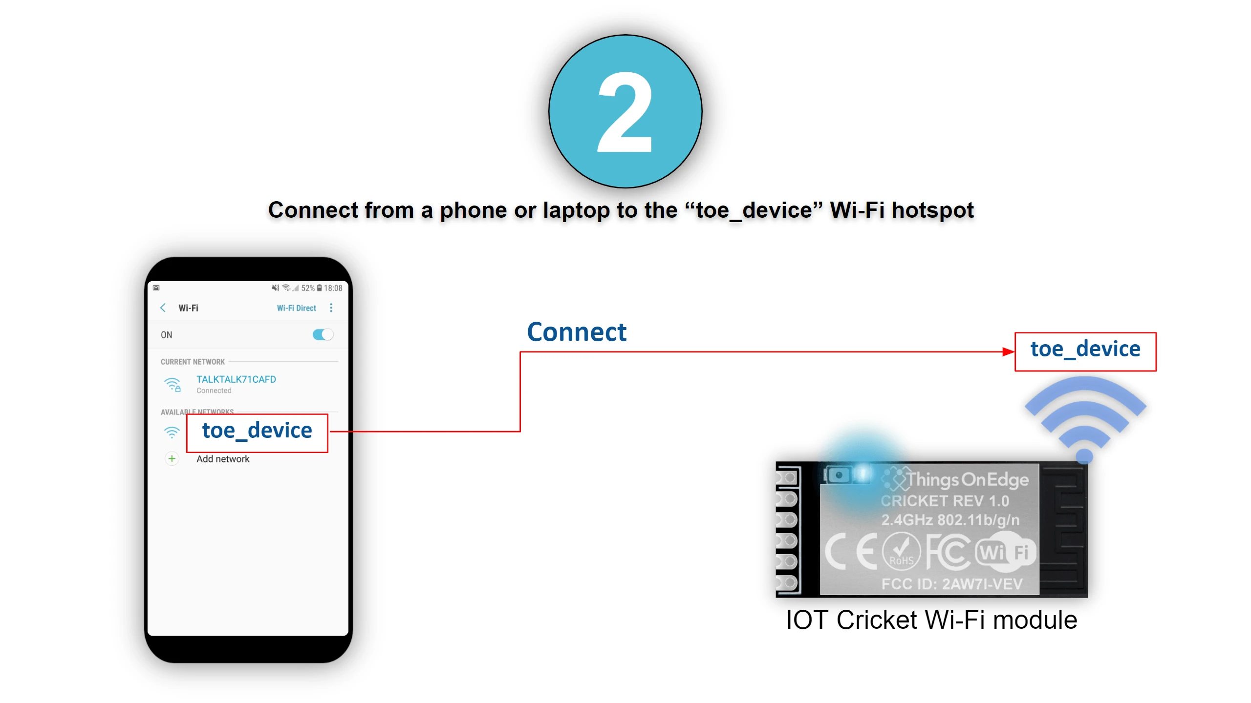 Phone Wi-Fi settings showing the Cricket access point available for connection