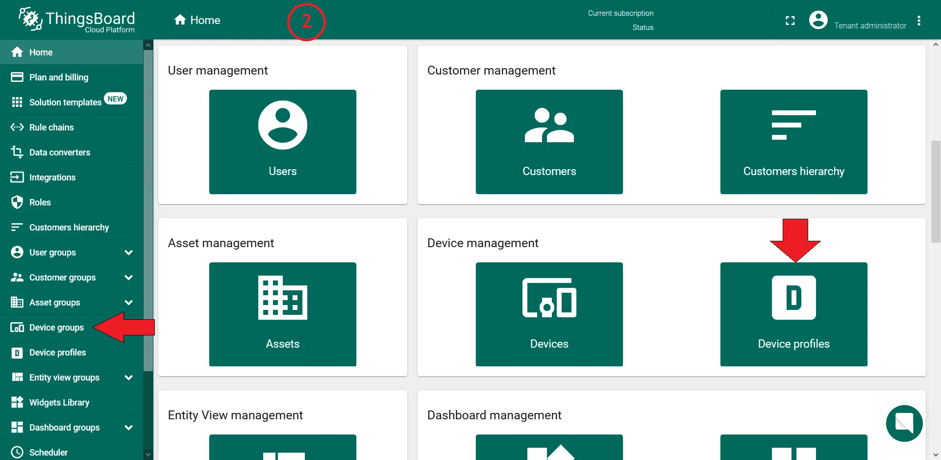 Device Groups page listing all device group