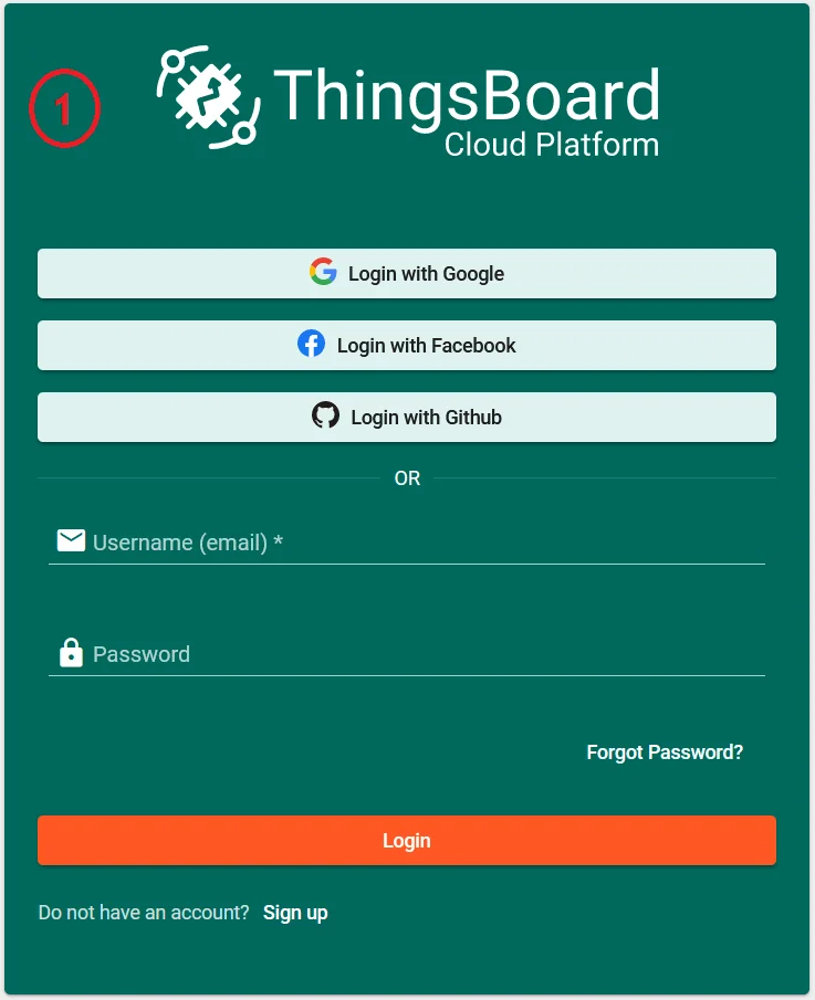 ThingsBoard PE login page