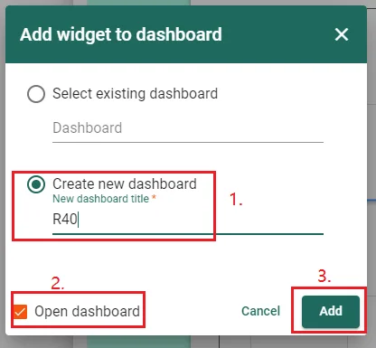 Add to new dashboard