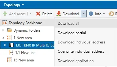 On the right side of the main window, click on the "**Down arrow**" button near "**Download**" button and select "**Download all**". Controller configuration settings should be saved.