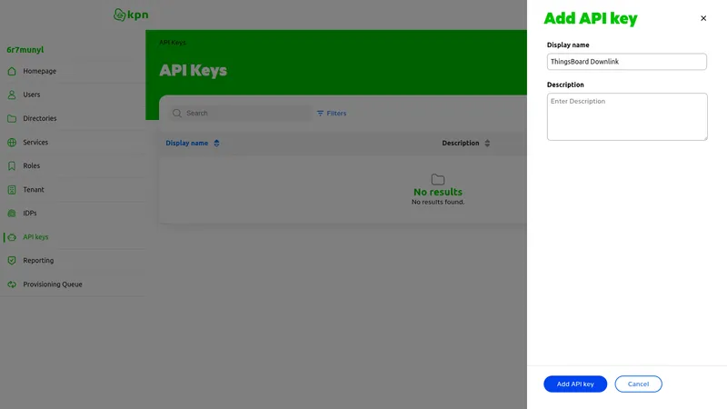 Add API key dialog