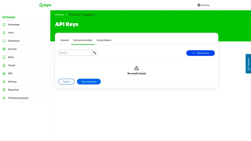 Services and roles tab