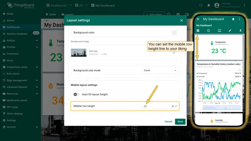Mobile row height setting