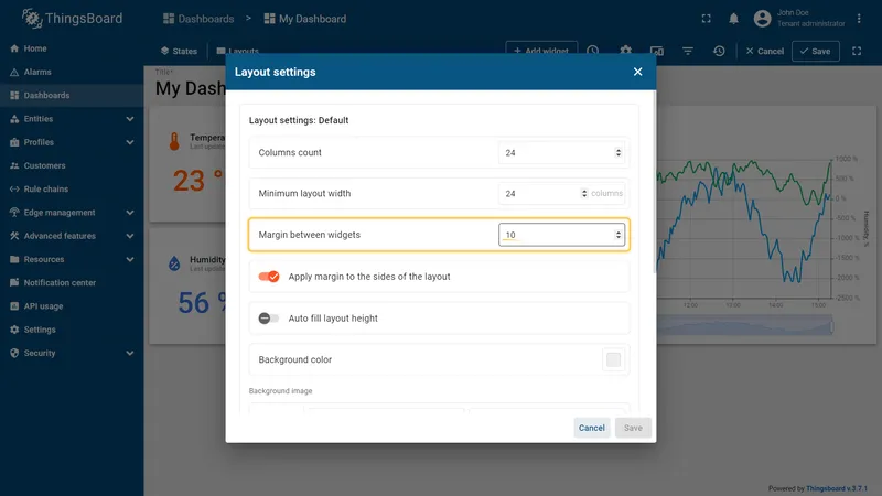 Margin between widgets field in layout settings