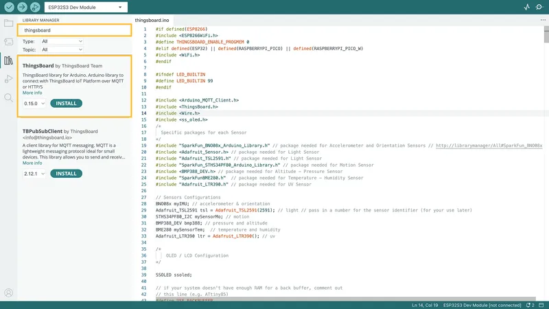 **ThingsBoard**: This is the ThingsBoard Arduino SDK, used to connect with the ThingsBoard Platform.