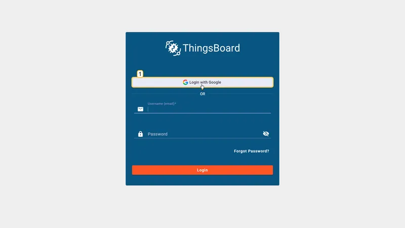 ThingsBoard login page with Google button