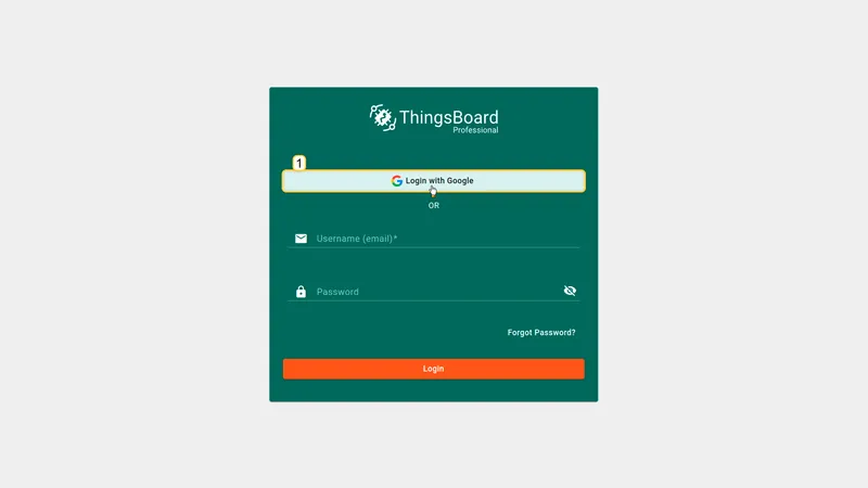 ThingsBoard login page with Google button