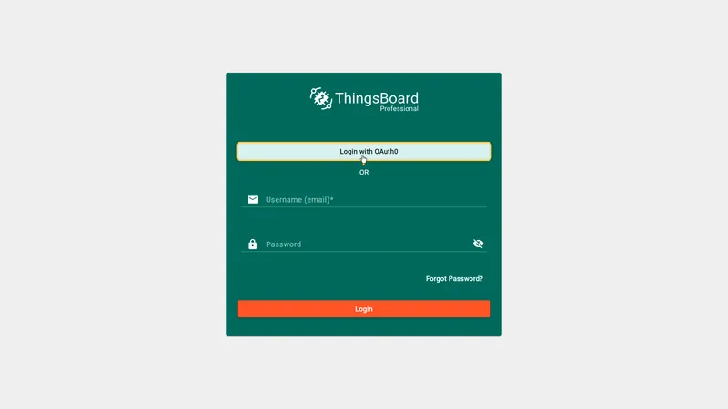 ThingsBoard login page with Google and Auth0 buttons