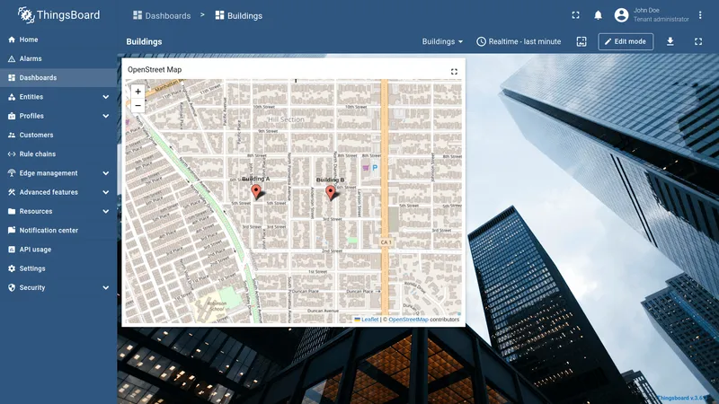 Map widget on dashboard