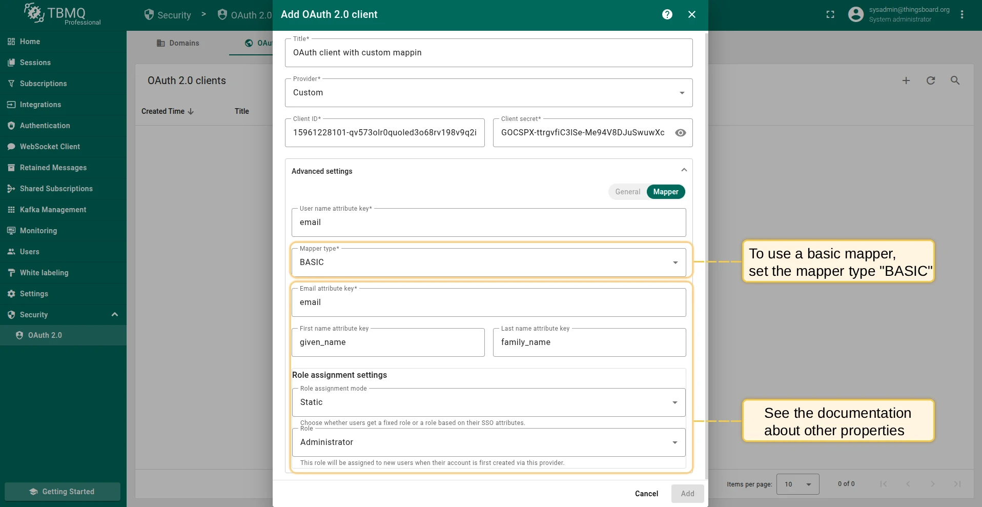 Set mapper type to Basic