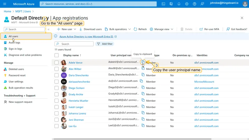 Copy user principal name