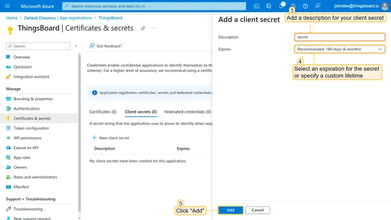 Configure client secret