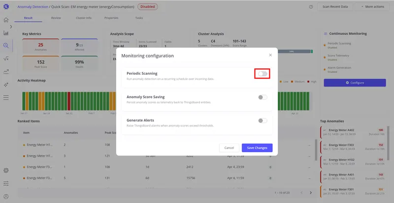 Master toggle — turns automatic scheduled detection on or off