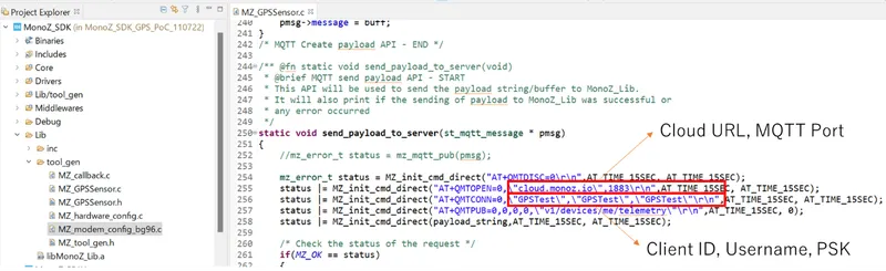 monoZ SDK MQTT client configuration in STM32CubeIDE