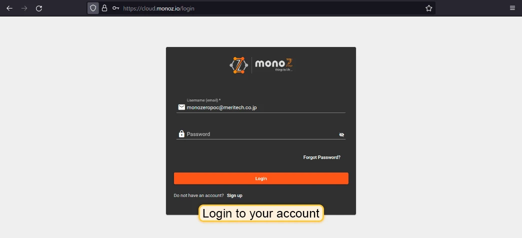 ThingsBoard login page