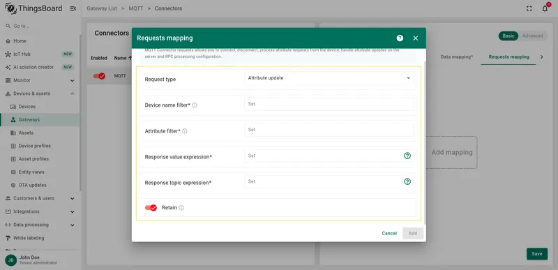 Configure attribute update expressions