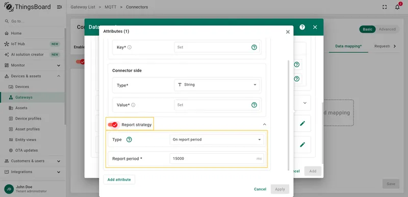 Report strategy per attribute or time series