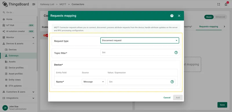 MQTT disconnect request