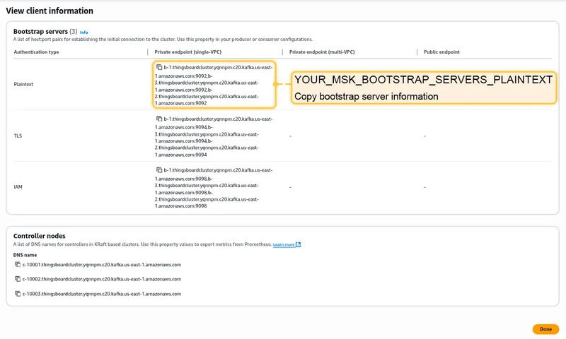 MSK bootstrap servers