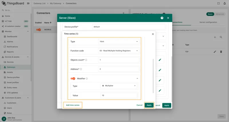 Click on the Add attribute or Add telemetry button
