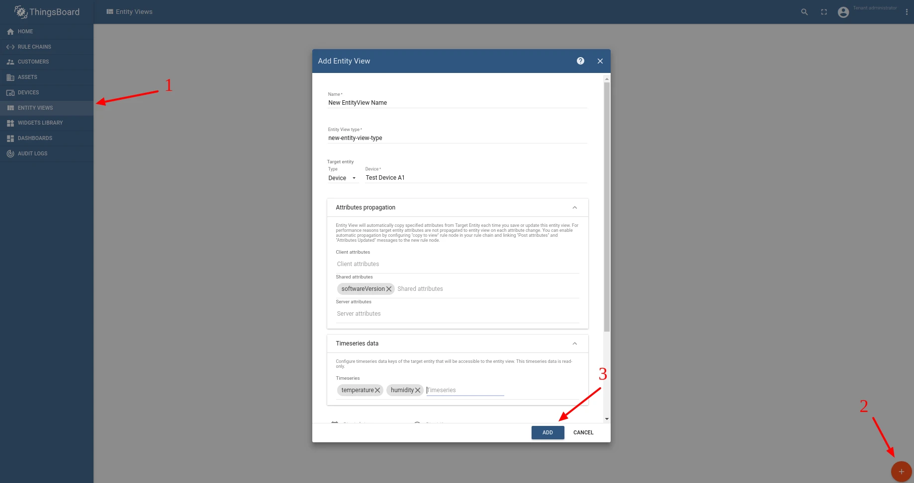 New entity view form