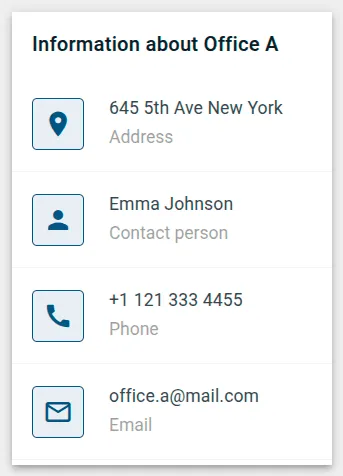Office information card