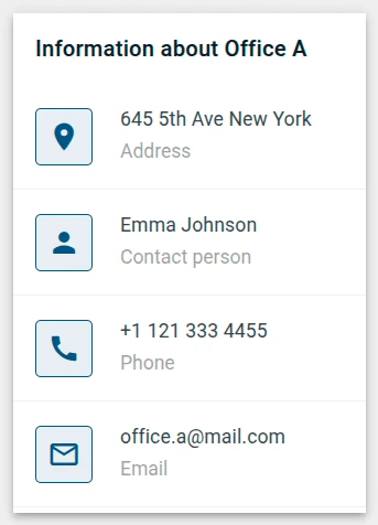 Office information card