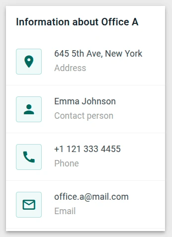 Office information card