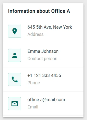 Office information card