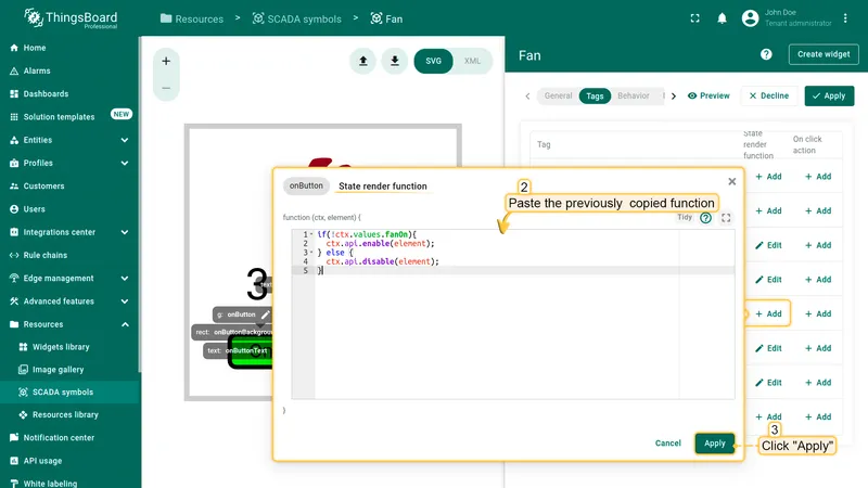 onButton tag state render step 2