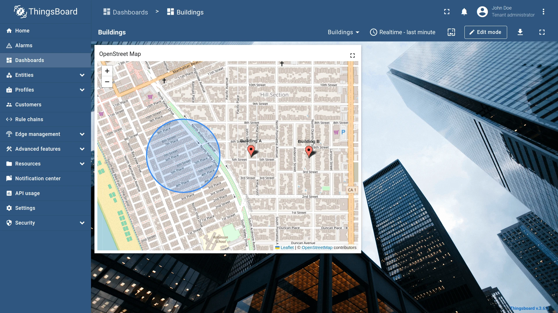 Circle on map widget