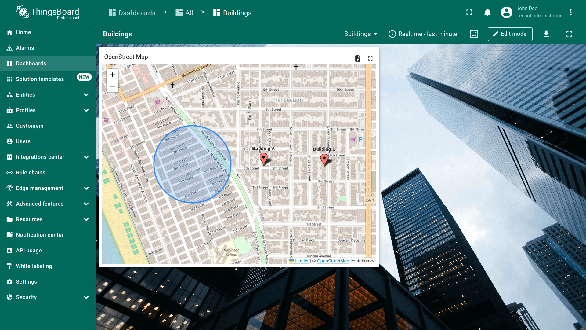 Circle on map widget