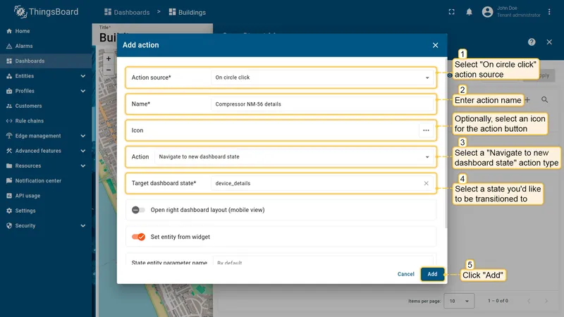 Configure On circle click action
