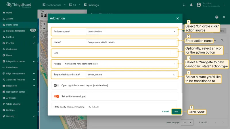 Configure On circle click action