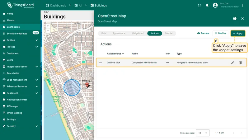 On circle click action in list