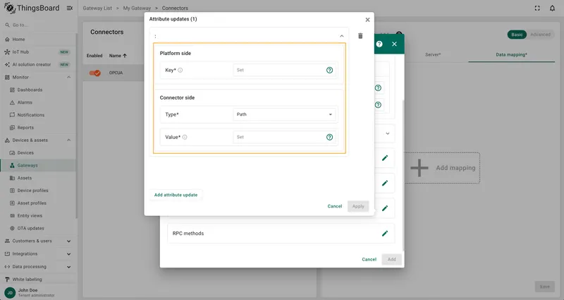 OPC-UA attribute updates overview