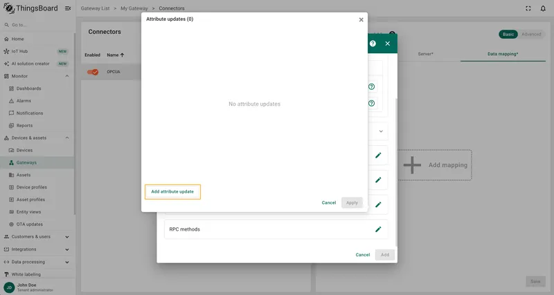Click on Add attribute update