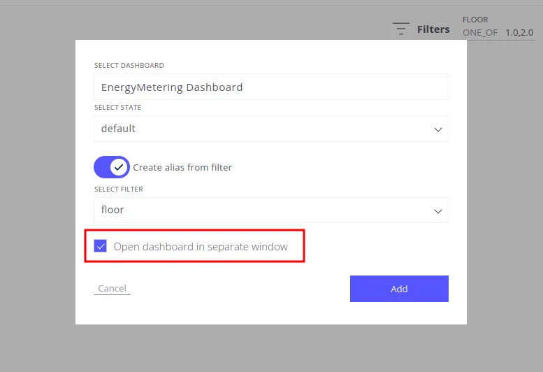 Open dashboard in separate tab option