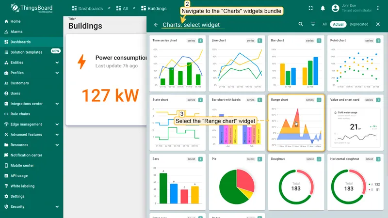 Select Range chart widget