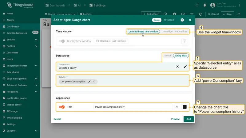 Configure datasource and data key