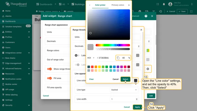 Configure threshold line color opacity