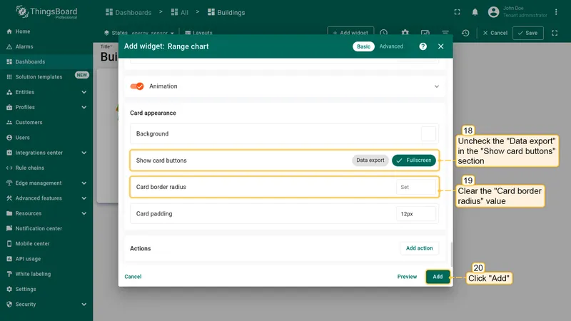 Finalize widget settings