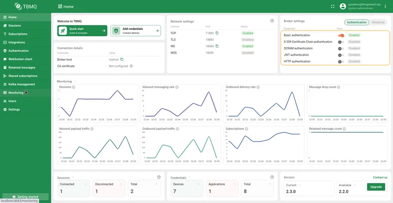 Toggle HTTP authentication provider from the Home page